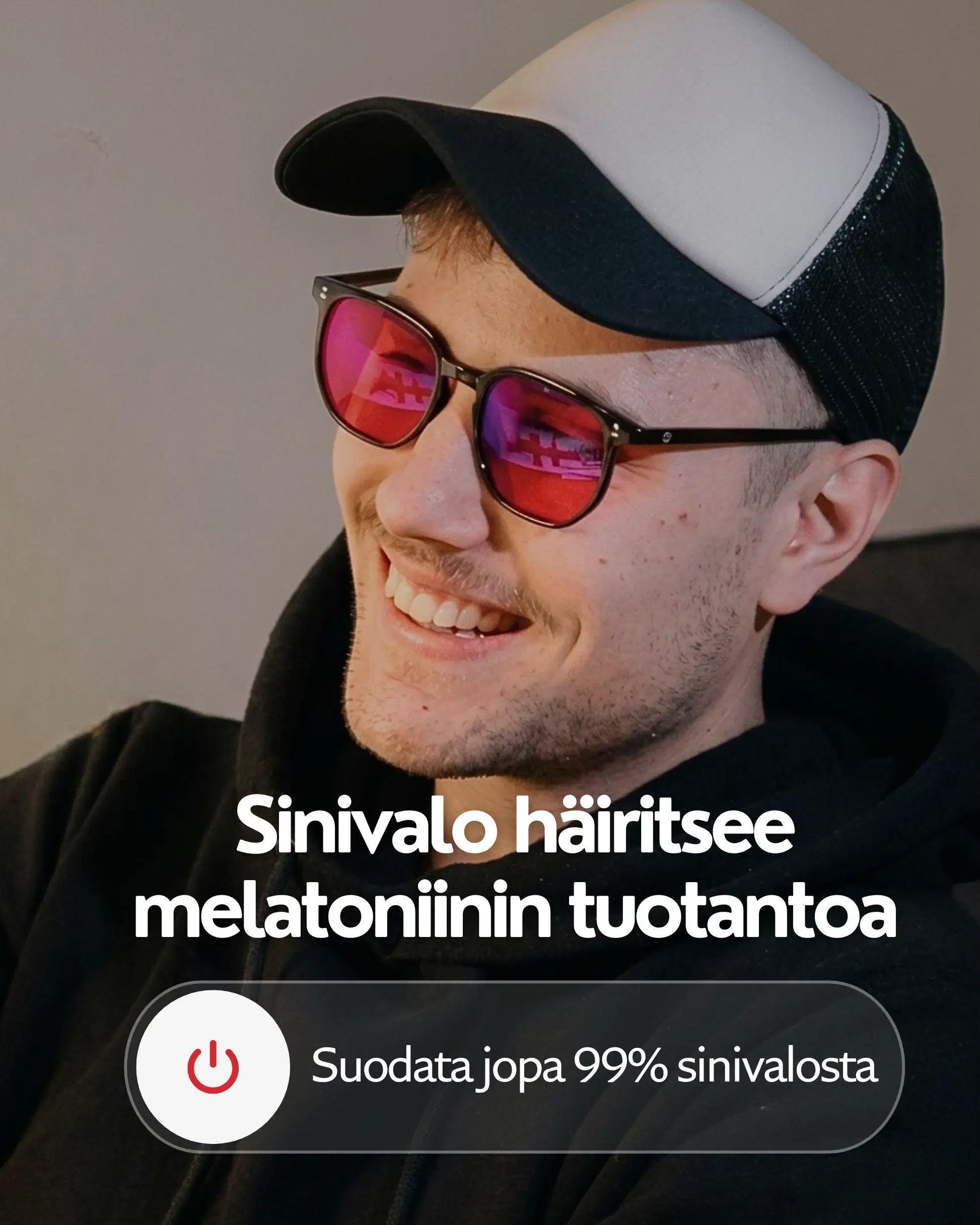 Nordic Black+ punaiset yölasit suodattaa jopa 99% sinivalosta
